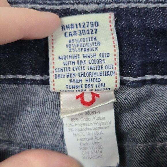 True Religion Women's Billie Straight Jean with Flap Mid-Rise Dark Blue Denim 27 - Picture 11 of 11